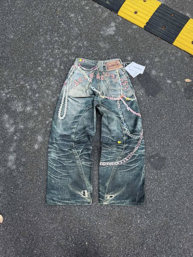 Ac531 顶级Acne Studios Ss25 1981M做旧水洗糖果链条3D印花牛仔裤男女同款 磨毛无弹面料，才能出得来3D的效果，难点是前前后后修正了八