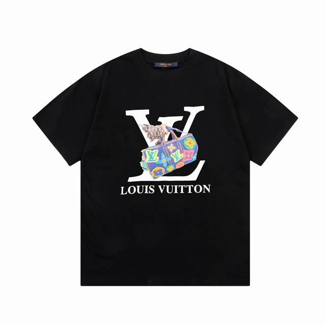 Louis Vuitton 路易威登 涂鸦字母手提包印花 大Logo标识精致升级，灵感源自八十年代复古 原版面料 官方同款 短袖T恤 同缸染面料 手感非常舒服