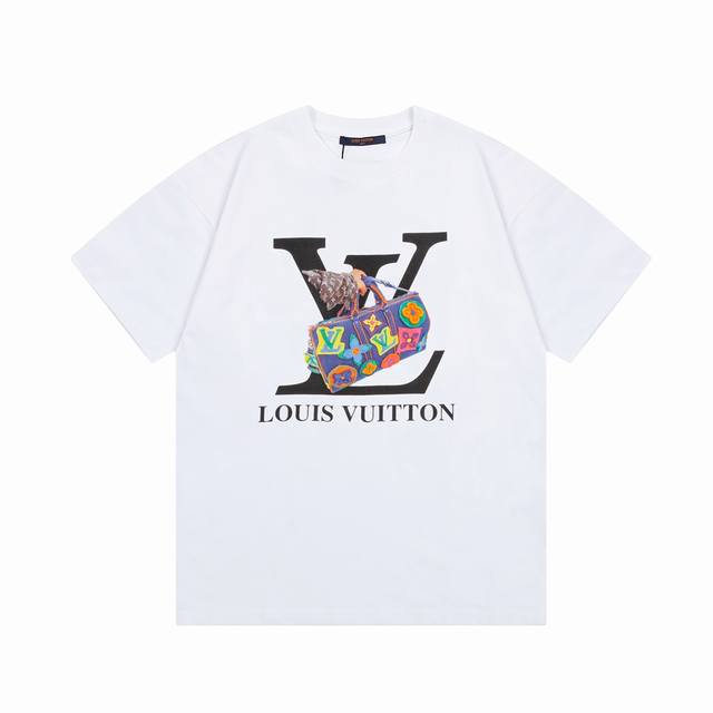 Louis Vuitton 路易威登 涂鸦字母手提包印花 大Logo标识精致升级，灵感源自八十年代复古 原版面料 官方同款 短袖T恤 同缸染面料 手感非常舒服