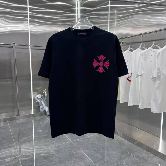 Ch 2025春夏新款 圆领短袖 个性印花 爆 S M L Xl Xxl 五个码 黑色 白色 灰色