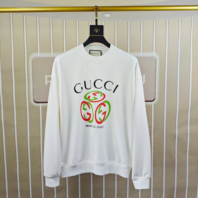 G*Cci 古奇 秋冬新款原单男士休闲卫衣 高端定制 高版本 时尚百搭爆款Os宽松落肩偏大版型印花Logo图案设计 原版进口420克双股纯棉面料 螺纹袖口.领口