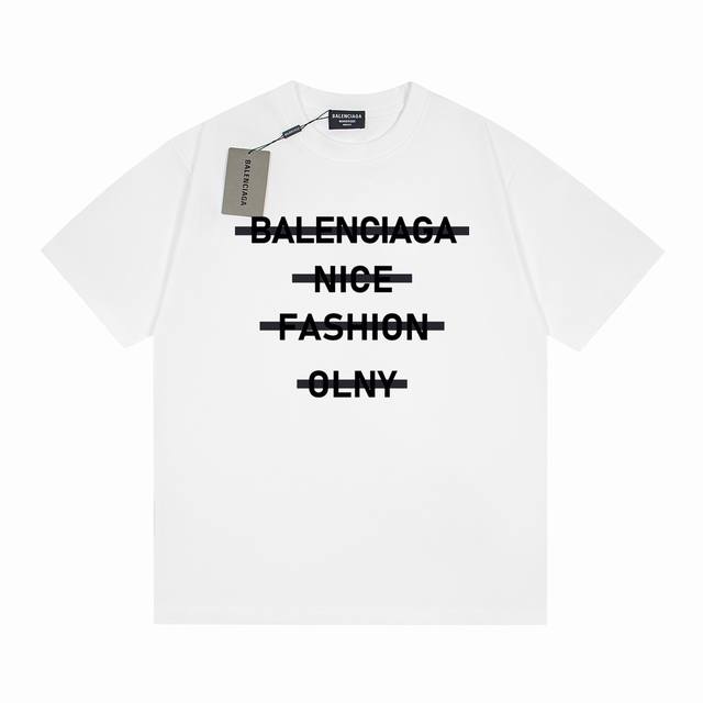 款号D22 重磅面料280克Balenciaga巴黎世家横杠字母穿插经典款印花短袖 从面料到辅料全部跟足Zp 进口松井公司浆料印花绝不开裂 三标齐全 防潮纸 原