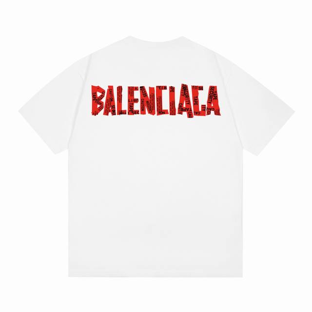 款号-D18 重磅面料280克Balenciaga巴黎世家新款背后红色字母经典款印花短袖 从面料到辅料全部跟足Zp 进口松井公司浆料印花绝不开裂 三标齐全 防潮