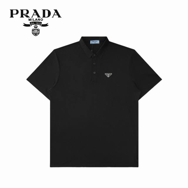 110 纯原 款号： 上新 prada｜普拉达 经典三角标棉质直筒短袖polo衫 260克高弹仿棉毛材 100%聚酯纤维工艺 领子门襟袖口下摆采用无痕科技7A抗