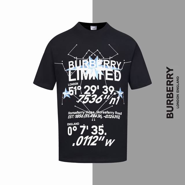 款号#Z38 巴宝莉星星字母数字印花圆领短袖 Burberry 官网一致款式 面料：32支双纱280克纯棉面料 同缸同色织染螺纹 颜色一致 工艺：进口机器白墨直