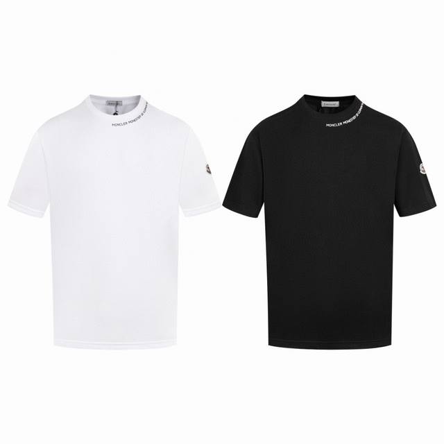 上新 款号：M1074 2025早春Moncler 蒙口 官网同款印花图案 双纱纯棉短袖 - 260G双纱纯棉顶级面料 手感柔软 百分百纯棉独家出货 定染硫化黑