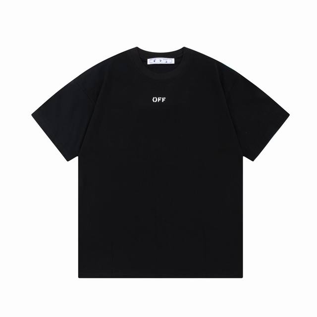 隔天到 Off-White 星球轨道~字母大Logo印花 原版面料 官方同款 短袖T恤 定制 同缸染面料 手感非常舒服 春夏最新版本 颜色: 黑色 尺码：Xs~