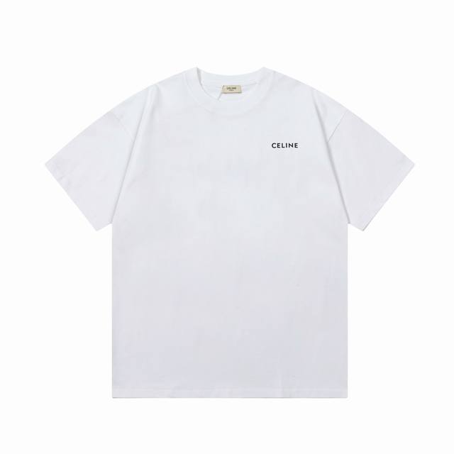 隔天到 Celine 赛琳 经典字母印花，精致升级 原版面料 官方同款 短袖T恤 定制 260克 同缸染面料 手感非常舒服 春夏最新版本 颜色: 白色 尺码：X