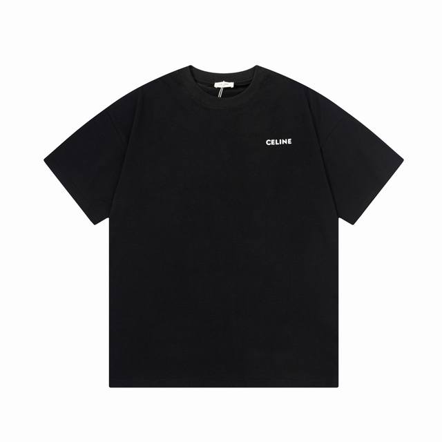 隔天到 Celine 赛琳 经典字母印花，精致升级 原版面料 官方同款 短袖T恤 定制 260克 同缸染面料 手感非常舒服 春夏最新版本 颜色: 黑色 尺码：X