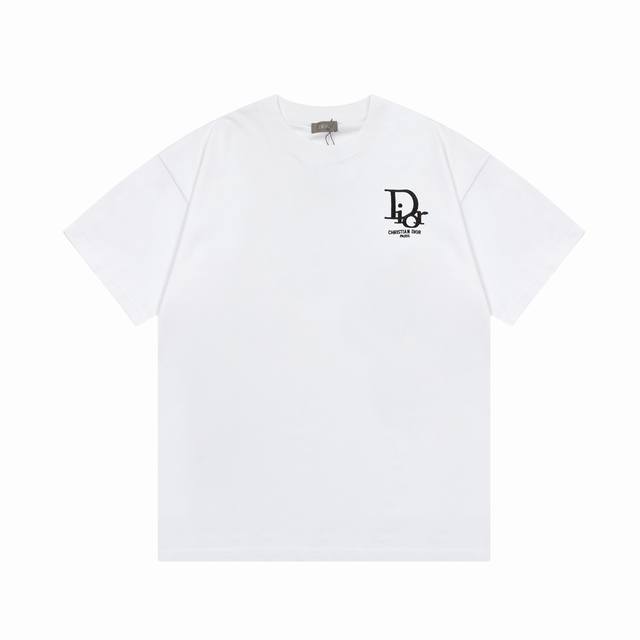 隔天到 Dior迪奥 Cd字母刺绣 提花 Logo标识精致升级 原版面料 官方同款 短袖T恤 定制 同缸染面料 手感非常舒服 春夏最新版本 颜色: 白色 尺码：