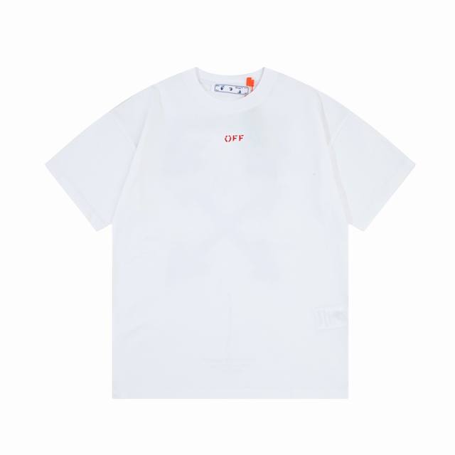 隔天到 Off-White 喷墨 箭头→字母大Logo印花 原版面料 官方同款 短袖T恤 定制260克同缸染面料 手感非常舒服 春夏最新版本 颜色: 白色 尺码