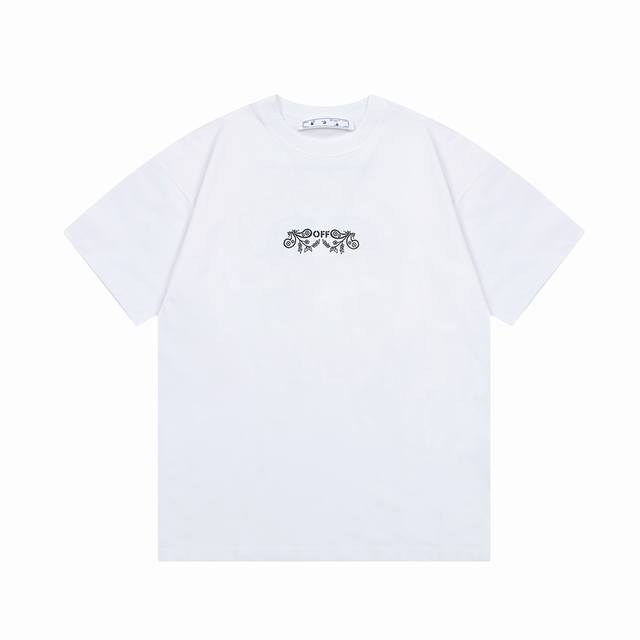 隔天到 Off-White 腰果花～手绘字母大Logo印花 原版面料 官方同款 短袖T恤 定制 260克同缸染面料 手感非常舒服 春夏最新版本 颜色: 白色 尺