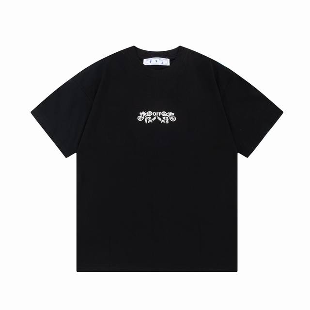 隔天到 Off-White 腰果花～手绘字母大Logo印花 原版面料 官方同款 短袖T恤 定制 260克同缸染面料 手感非常舒服 春夏最新版本 颜色: 黑色 尺