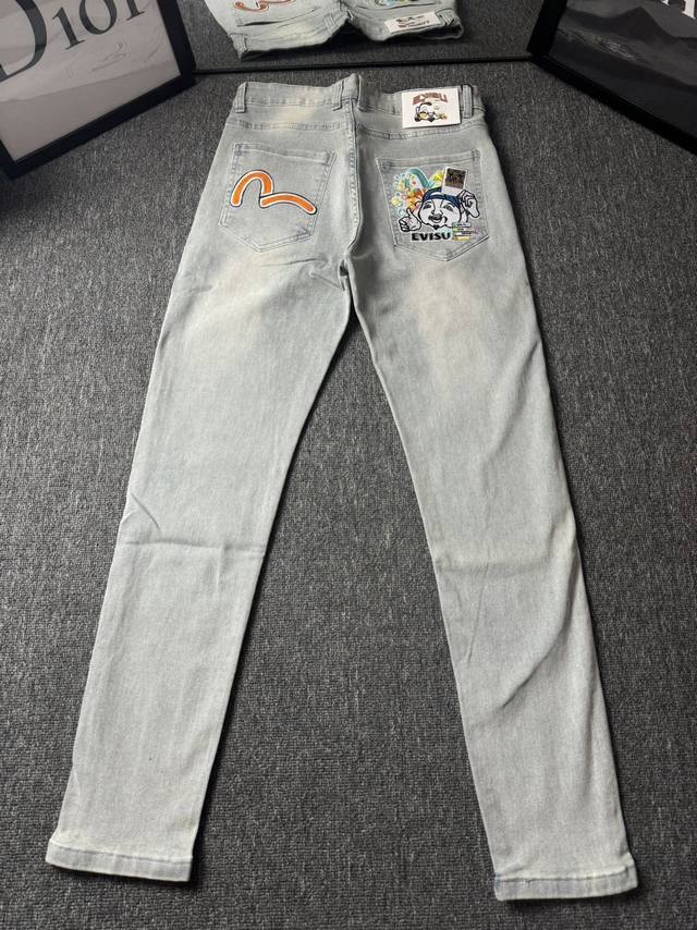 oc-616 Evisu脏脏做旧牛仔长裤Evisu 福神牛仔裤 情侣款特供中山原厂原浆牛仔，面料环保，做旧拼接元素，和带有欧美风格的腰果花组合，与M的完美结合、
