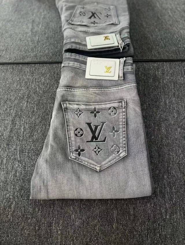 oc-495 Lv 路易威登凹凸立体压花高弹长裤 23Ss驴家最新超柔牛仔长裤 驴家顶级用料超柔高棉水洗牛仔面料每一件水洗费用高达常规工艺三倍之多 触感极致细腻