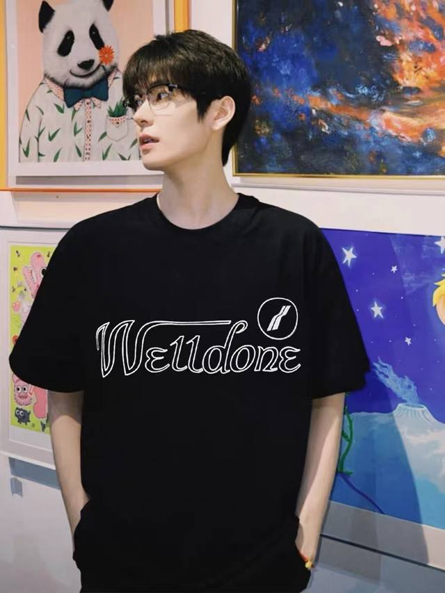 w40# We11Done经典数据款明星同款Logo字母印花短袖 原版1：1开模 区别于市面低克重版本 成衣经高温洗水定型 穿洗不变型 颜色：黑色、白色 码数：