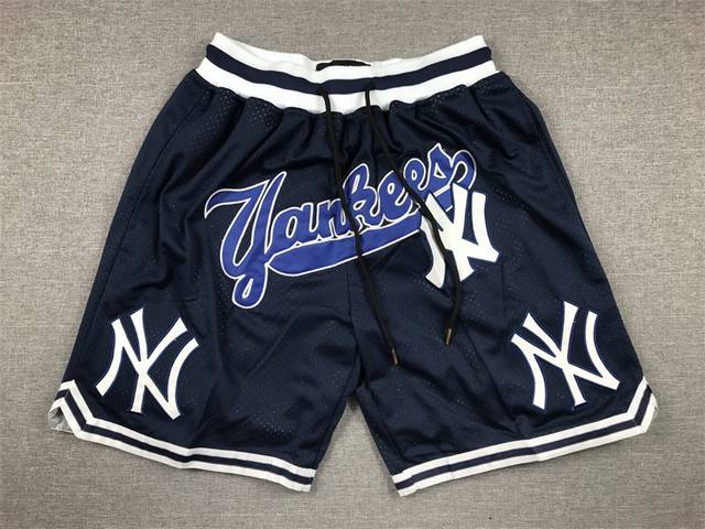 款号K123 顶级刺绣版本 洋基队深蓝刺绣口袋裤篮球短裤 Just Don Nba 球队球裤系列单品 -定制优质网眼布面料，Dri-Fit 技术导湿速干， 防静