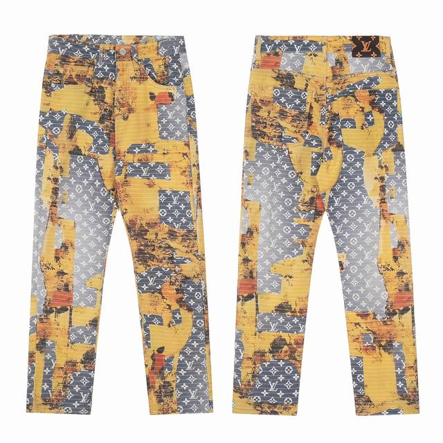 顶级版本 颜色：图片色 尺码：M-Xxl Lv路易威登23Fw花卉满印印花拼接破坏做旧花卉牛仔裤 路易威登Lv 23Ss 牛仔裤 裤王 同样独具魅力。独家定织的