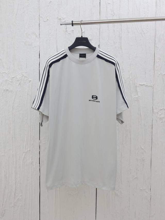 Balenciaga* 巴黎25新款破坏设计刺绣Logo双环宽松短袖 Size：1 2 3 4