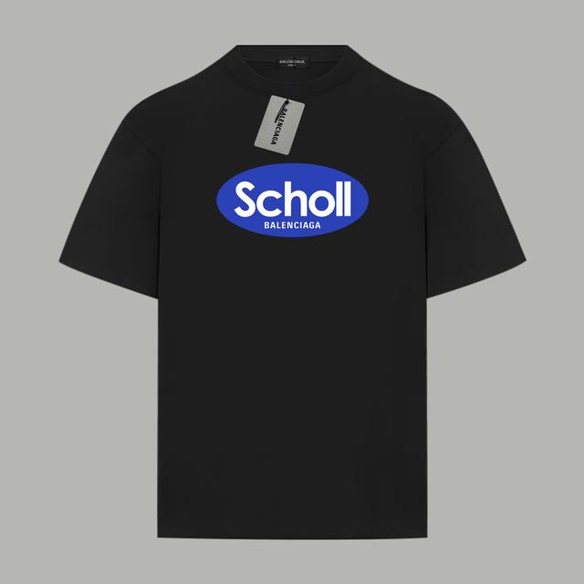 Balenciaga巴黎世家 2025官网同款 Scholl 前后Logo字母 印花双纱纯棉短袖 - 280G双纱纯棉顶级面料 手感柔软 百分百纯棉独家出货 定