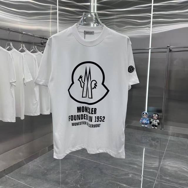 上新款号: M1067 2025早春Moncler 蒙口 官网同款印花图案 双纱纯棉短袖 - 260G双纱纯棉顶级面料 手感柔软 百分百纯棉独家出货 定染硫化黑