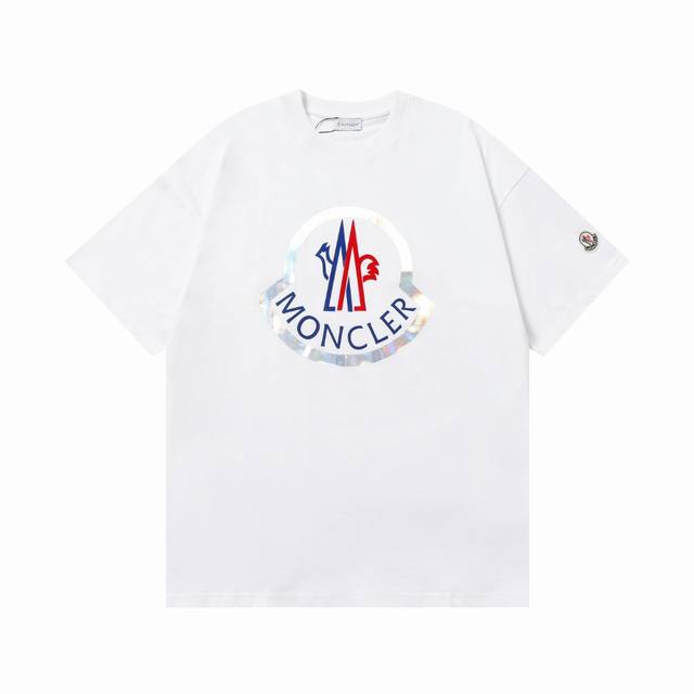 上新 款号：M1055 2025早春Moncler 蒙口 官网同款印花图案 双纱纯棉短袖 - 260G双纱纯棉顶级面料 手感柔软 百分百纯棉独家出货 定染硫化黑