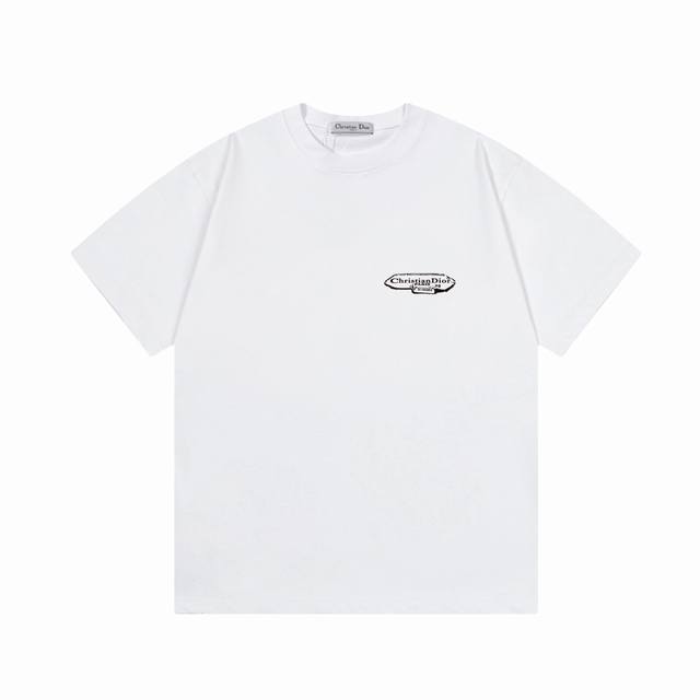 上新款号： D1027 Dior 迪奥 2025新款 Logo印花同款 短袖T恤 -面料：260G双纱纯棉短袖，配套320G纯棉罗纹 原版面料 官方同款 男女同