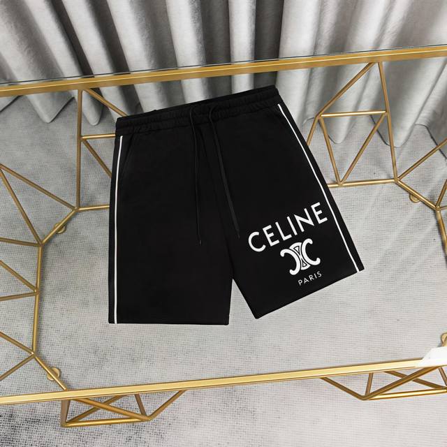 Celine 赛琳印花纯棉短裤卫裤五分裤 1:1对版面料2 克毛圈高克重百分百纯棉 提前做过预缩水1×1双纱洗一辈子都不会变形的 男女同款 官网细节 字母Log