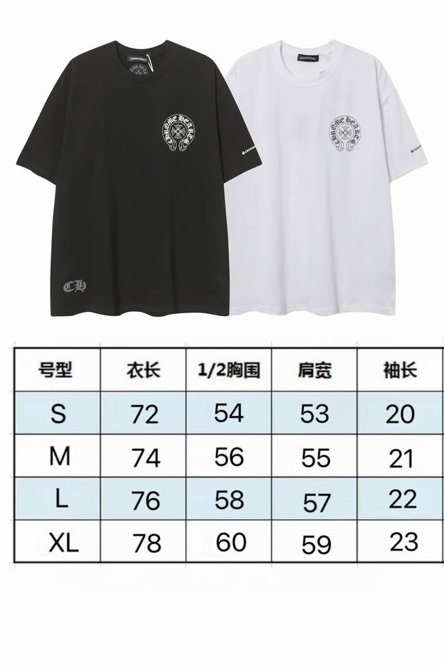现货 p802 新款夏季潮牌梵文经典马蹄十字架立体印花带夜光 圆领纯棉男女款短袖T恤 克32支纯棉 颜色：黑色 白色 码数：S M L Xl