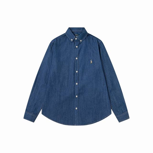 上新： 款号：B020 Ralph Lauren 拉夫劳伦经典彩色小标情侣款水洗牛仔长袖衬衫 1采用优质的牛仔面料，上身柔软舒适，极其细腻 手感扎实润滑且柔软