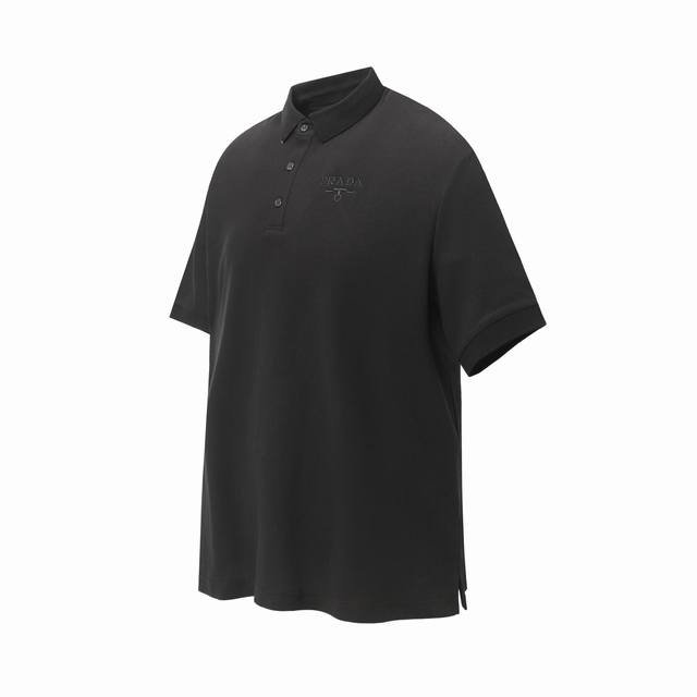 3005款 prada 普拉达基础款字母Logo绣花商务polo衫短袖T桖 采用进口田岛绣花机制作 辅料均开磨定制 正确配置 黑色2025普拉达正品包装 200