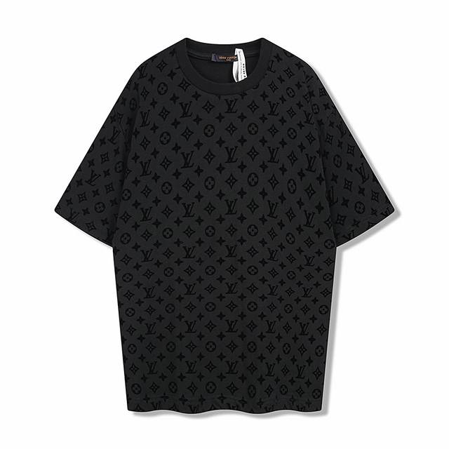 LV2025Ss春夏新款满身植绒老花圆领短袖 男女同款 尺码Size : Xs S M L