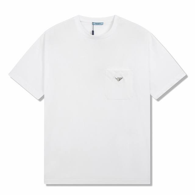 prad三角标口袋短袖T恤 黑白两色 Size : S M L