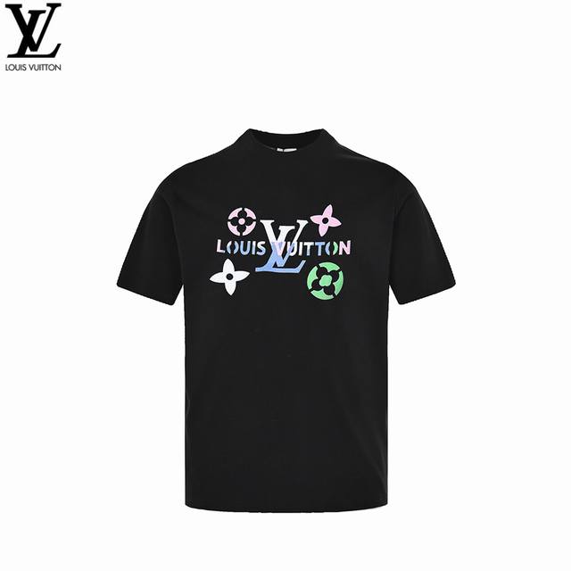 Louis Vuitton路易威登 23Ss彩色渐变Logo印花短袖 定制240克同缸染面料 手感非常舒服 春夏最新砖柜同步 Os落肩版型 时尚又个性 超级百搭