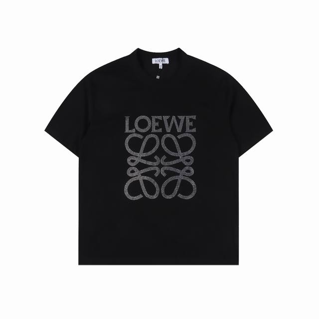 Loewe 罗意威 烫钻短袖 妥妥的纯欲天花板本命黑T 烫钻搭配黑Tsao里Sao气有点小高级 纯棉260G双纱面料 三标水洗齐 万能黑T回头率百分百男女同款