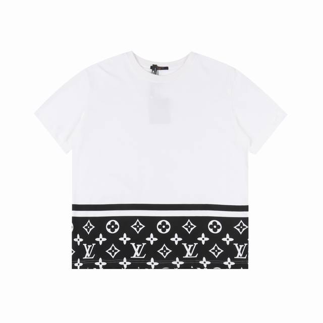Louis Vuitton 路易威登 经典下摆老花印花短袖 搭配更为年轻化风格，前幅丝网手工印花，扫图作菲林花了足足两天，多次修改菲林确保每个花型里外线条花型对