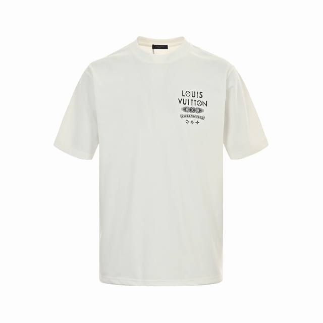 Louis Vuitton & Chrome Hearts 联名款字母印花短袖 定织洗水260G双纱纯棉面料，棉感舒适，下水不变形 海外专柜同步，微落肩宽松版型