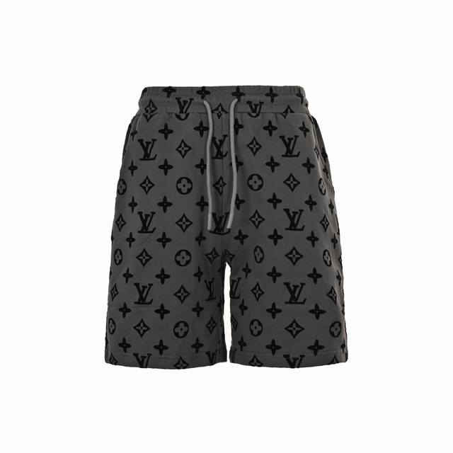 Louis Vuitton 路易威登 24Ss 老花植绒满印Logo短裤 严禁机洗，只能手洗，花型处采用进口绒才能体现出原板的绒高和密度，运用进口环保超强胶水粘