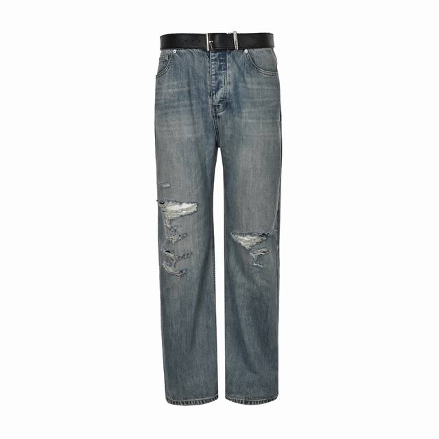 Balenciaga 巴黎世家 25Ss 皮带水洗破坏割烂牛仔裤 巴黎世家 Balenciaga官网同步发售新款 真皮皮带.不掉皮.1:1五金开模.不可拆卸装饰