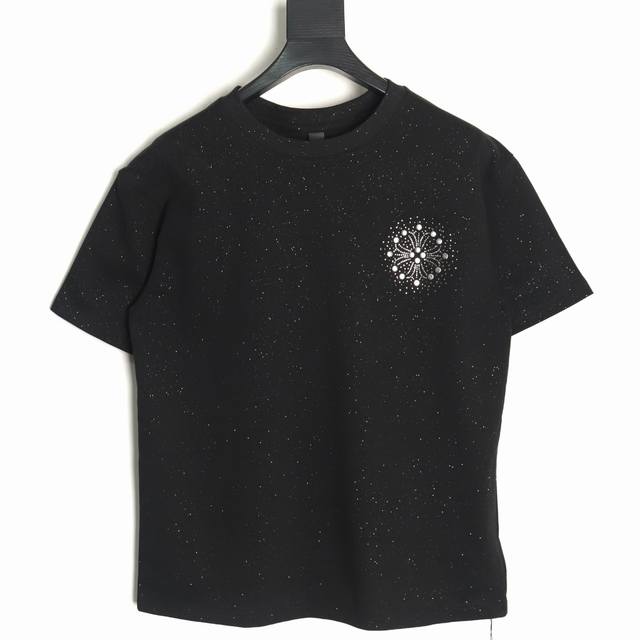 Chrome Hearts 克罗心 铆钉满钻短袖T恤 采用直喷进口机器印花 五金辅料均开磨定制 正确配置 黑色2025克罗心正品包装 克定制定染双纱棉 版型大