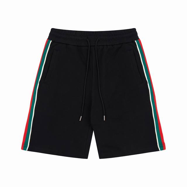 Gucci 古驰 经典侧边织带短裤 夏季新款 侧边红绿条纹织带背面双G互扣毛圈五分短裤 专柜定制纯棉面料 超级质感柔软透气 时尚男女同款休闲短裤 Color: