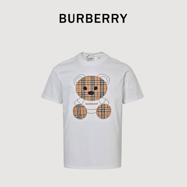 Burberry巴宝莉Bbr 胸前刺绣小熊 短袖T恤 榻榻米绣花工艺针数密度饱满 走线工整 棉质面料 上身柔软 透气体感特别好 不易变形 不易缩水 不易褪色 宽