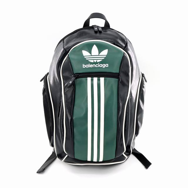 Balenciaga 巴黎世家 X Adidas 阿迪达斯联名款双肩背包 黑拼绿 Balenciaga巴黎世家Xadidas阿迪达斯重磅联名款压印徽标拉链双肩包