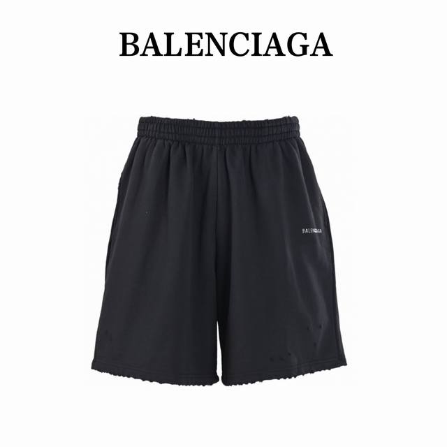 Balenciaga巴黎世家Blcg Back烫钻短裤 定制高密丝绒毛圈棉，采用高温气蹦机压烫，通过高温气体与布料接触，利用热能和压力对布料进行压烫处理，能够确