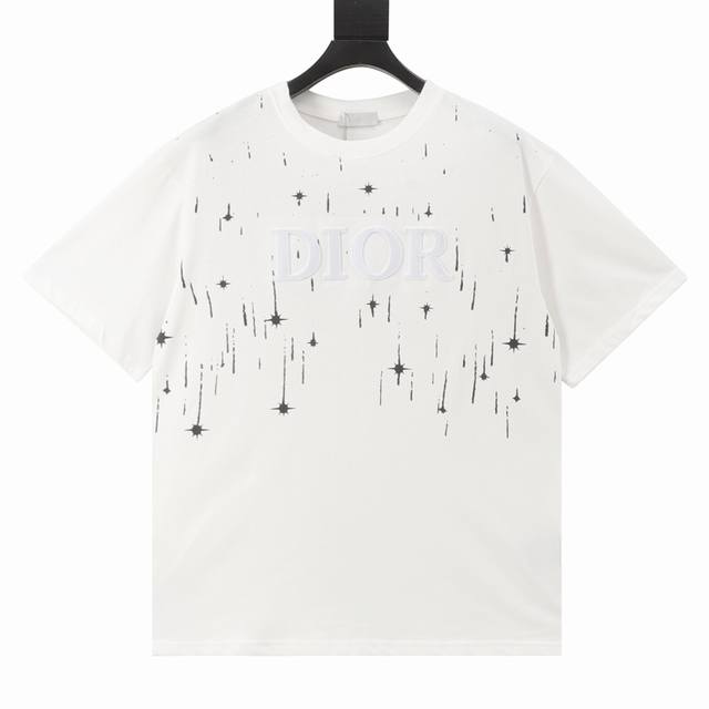 Dior 迪奥 24Ss 牙刷绣字母流星印花短袖 购入原版开发！整衣重工高端牙刷刺绣不起皱！区别于市面通货垃圾版本！面料采用280克重纯棉，定制32支2*2螺纹
