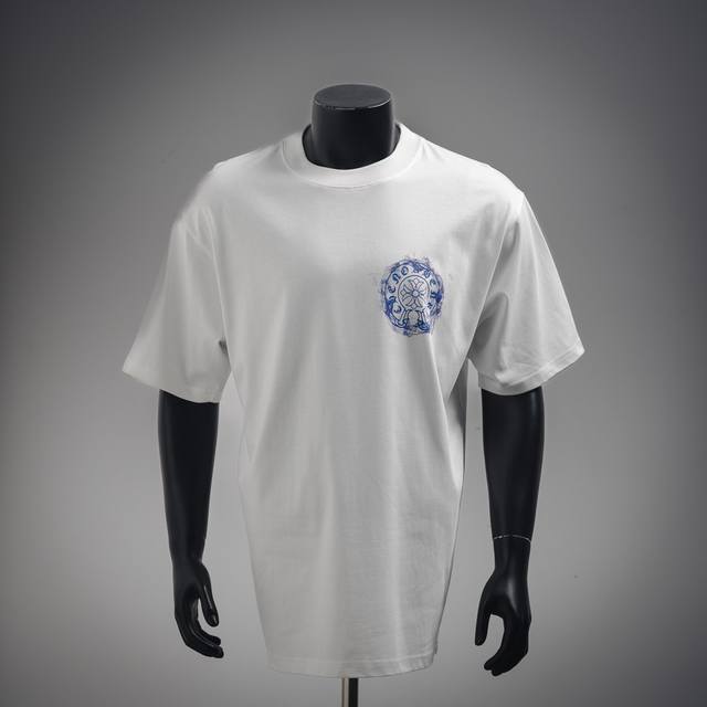 Chrome Hearts Ch 克罗心25Ss前后标志烟雾印花Logo圆领短袖 面料:采用 克双纱爽滑面料、经过高温预缩处理克重高达300克，配套同缸1X1螺