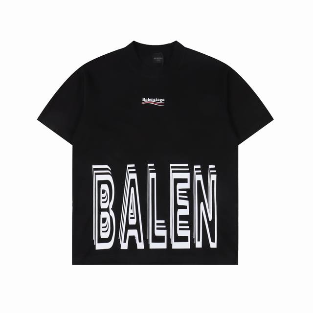 Balenciaga 巴黎世家 Blcg 25Ss波浪纹可乐重叠大Logo印花短袖T恤 Size:Xs-L