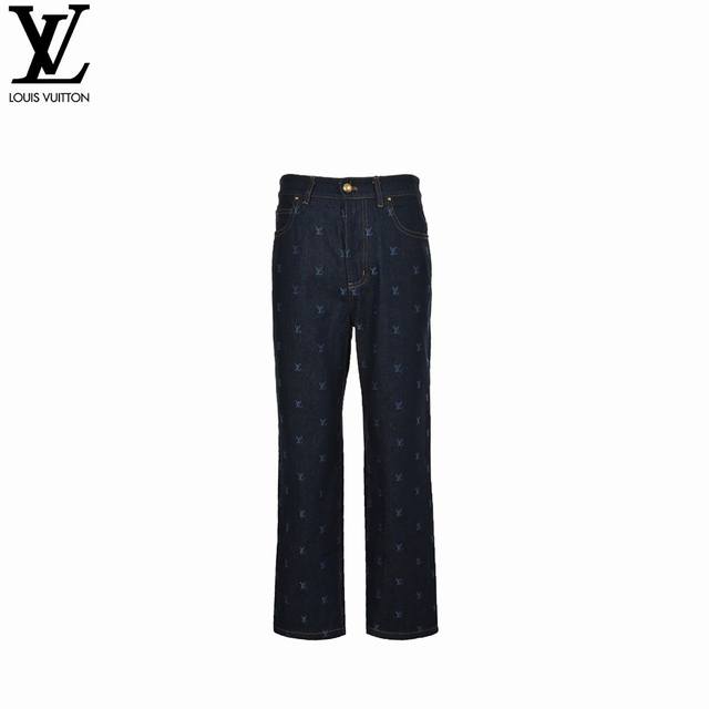 Louis Vuitton 路易威登 24Fw 满印老花Logo刺绣套装牛仔裤 采用430克牛仔布料，洗水后版型透气舒适，媲美Yb效果，搭配棋盘皮牌五金原版开模