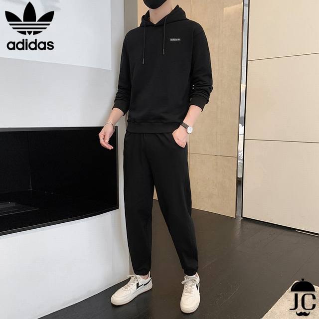 春季首发真标可扫码 三叶草Adidas阿迪达斯专柜同款上市本季主打，货源充足新款男士运动休闲套装圆领卫衣渐变色长裤卫衣两件套男套装独家印花工艺 严格把控品质以及