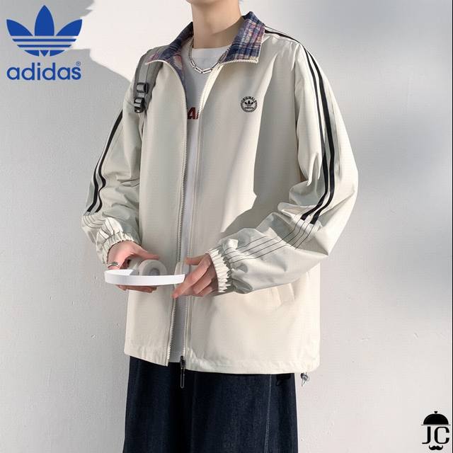春季首发真标可扫码 阿迪达斯三叶草Adidasi专柜同款上市本季主打，货源充足2025扎染格子衬衫高级感设计男女同款慵懒时尚休闲百搭商务外套双面穿上衣独家印花工